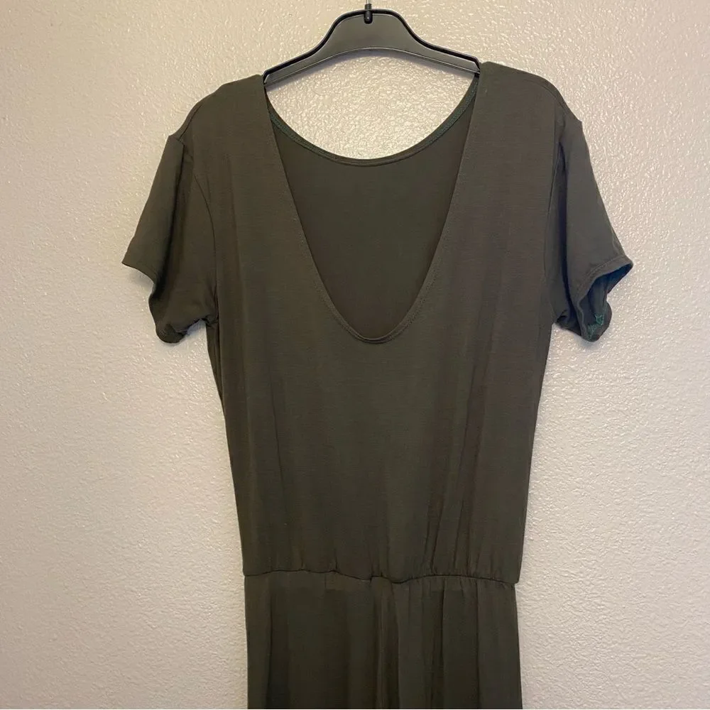 Kizzi Dancewear olive dark green unitard jumpsuit v-neck -SA small adult